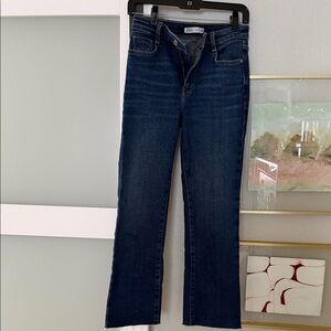 Zara Dark Blue Straight Leg Cropped Jeans